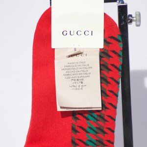 Gucci Houndstooth Socks with Interlocking G in Red